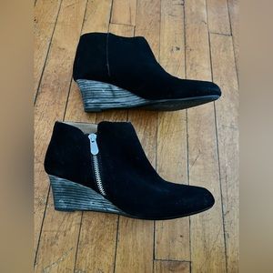 Adrienne Vittadini - Black Suede Ankle Bootie with Wedge Heel - Size 8